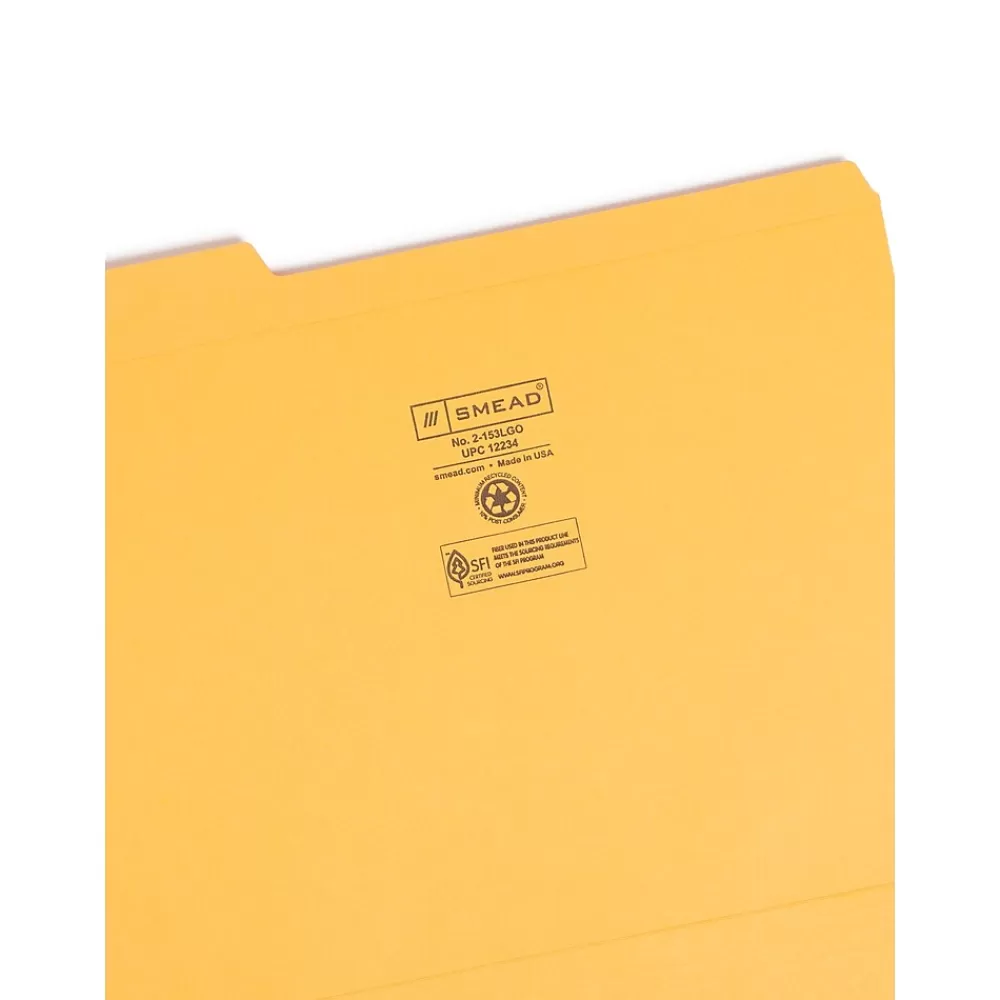 Smead File Folders<Reinforced File Folder, 3 Tab, Letter Size, , 100/Box (12234)