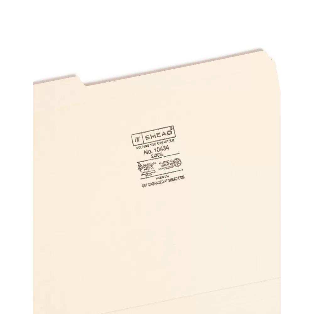 Smead File Folders<Reinforced 3-Tab File Folders, Letter Size, Manila, 100/Box (10434)