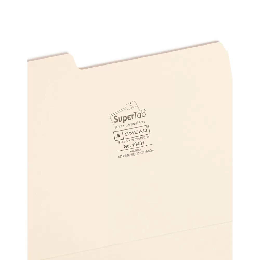Smead File Folders<SuperTab Heavy Duty File Folder, Oversized 1/3-Cut Tab, Letter Size, Manila, 50/Box (10401)