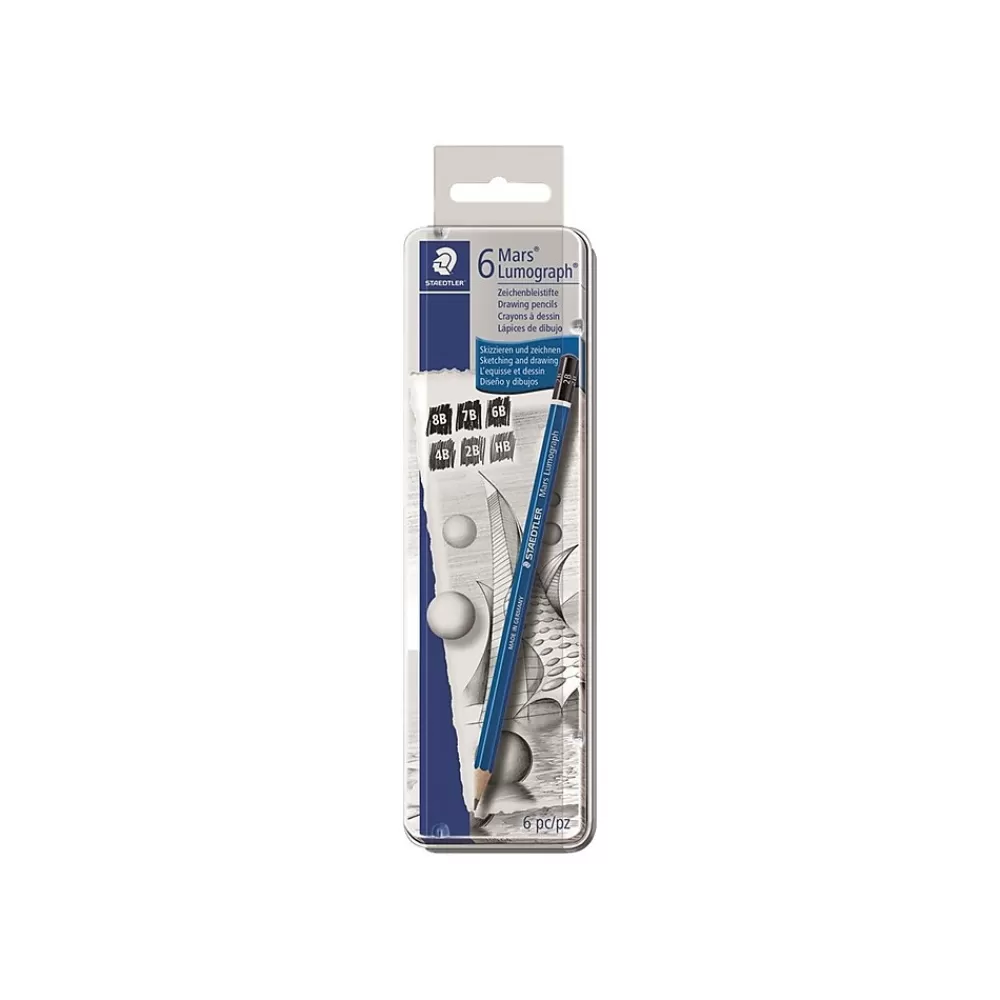 Staedtler Pencils<Mars Lumograph Wooden Pencils, No. 2 Assorted Leads, 6/Pack (100G6A6NA)