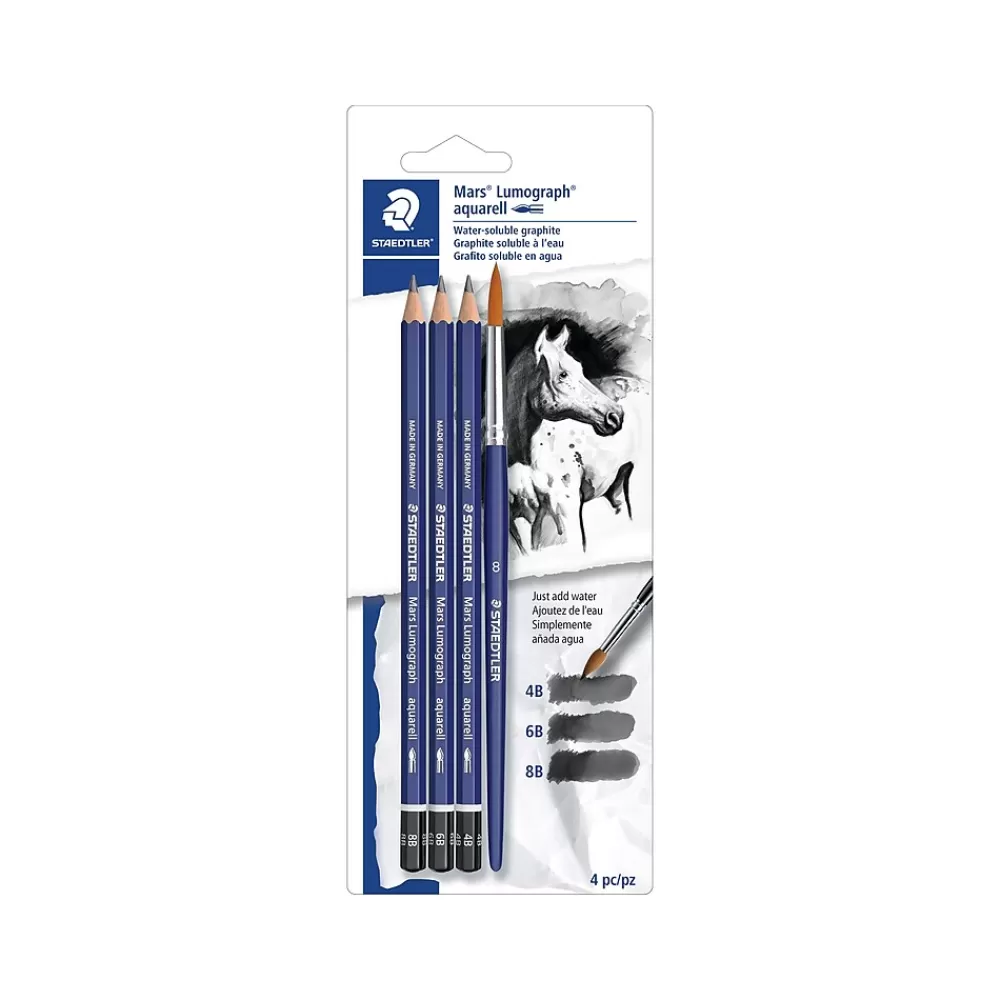 Staedtler Pencils<Mars Lumograph Wooden Pencils, No. 1 Soft Lead, 3/Pack (100ASBK4A6)