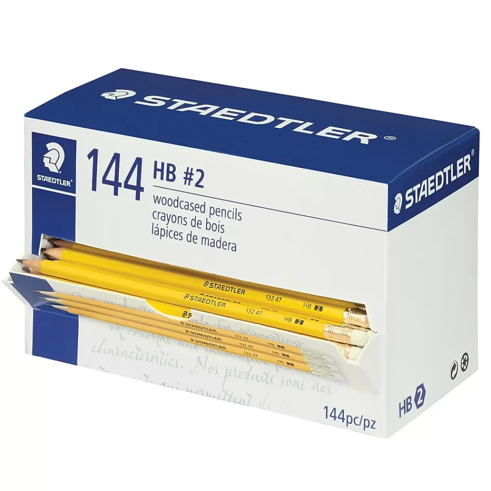 Staedtler Pencils<Pre-Sharpened Wooden Pencil, 0.7mm, #2 Medium Lead, 144/Box (13247C144A02NA)