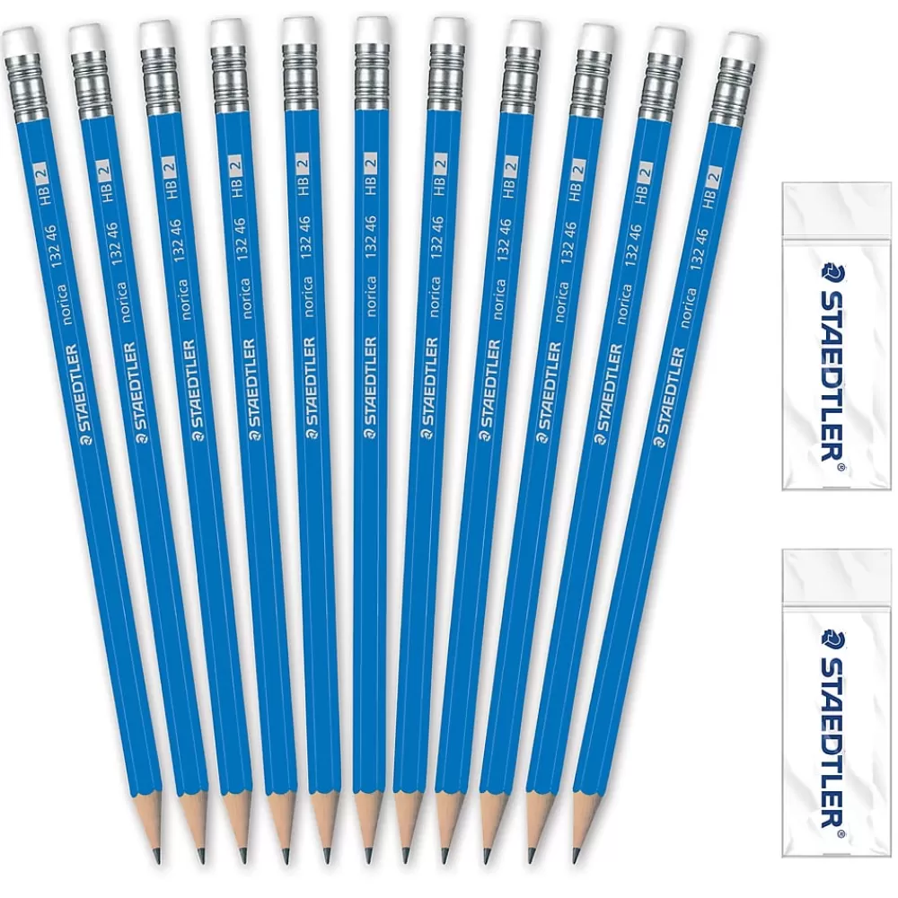 Staedtler Pencils<Pre-Sharpened Wooden Pencil with Block Erasers, #2 Medium Lead, 250/Pack (13246C250)