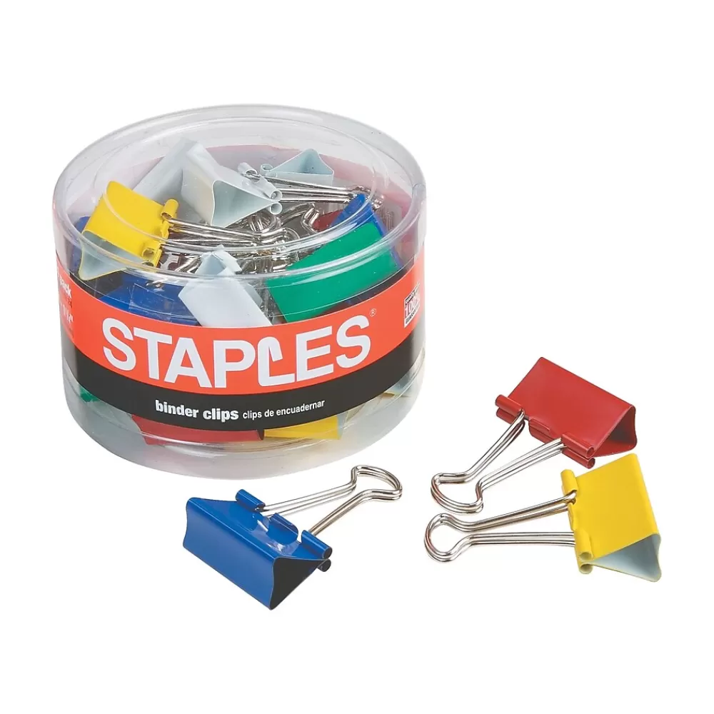 Staples Clips & Fasteners<1.25" Binder Clips, Medium, Assorted, 24/Pack (15344)