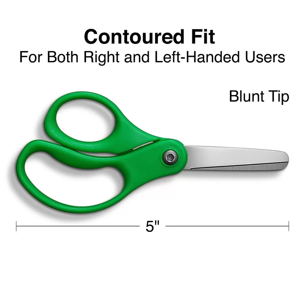 Staples Scissors<5" Kids Blunt Tip Stainless Steel Scissors, Straight Handle, Right & Left Handed (TR55052)
