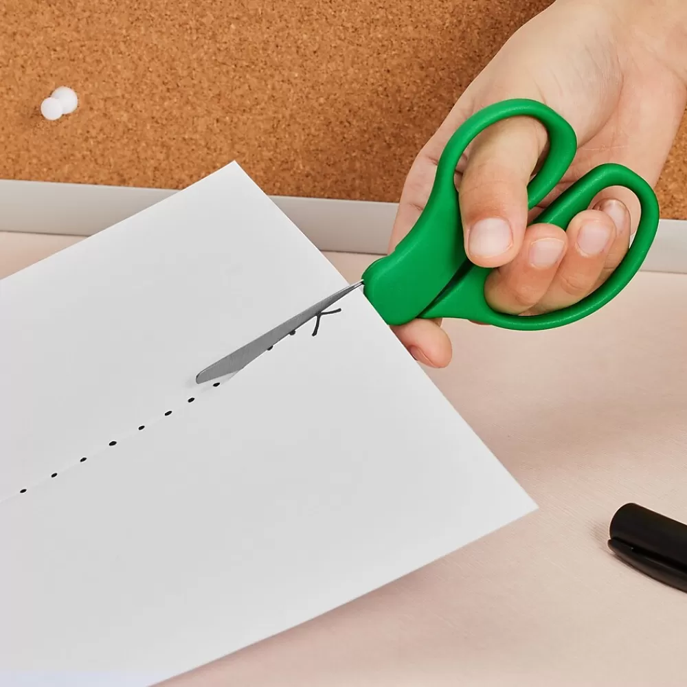 Staples Scissors<5" Kids Pointed Tip Stainless Steel Scissors, Straight Handle, Right & Left Handed, 2/Pack (TR55054)