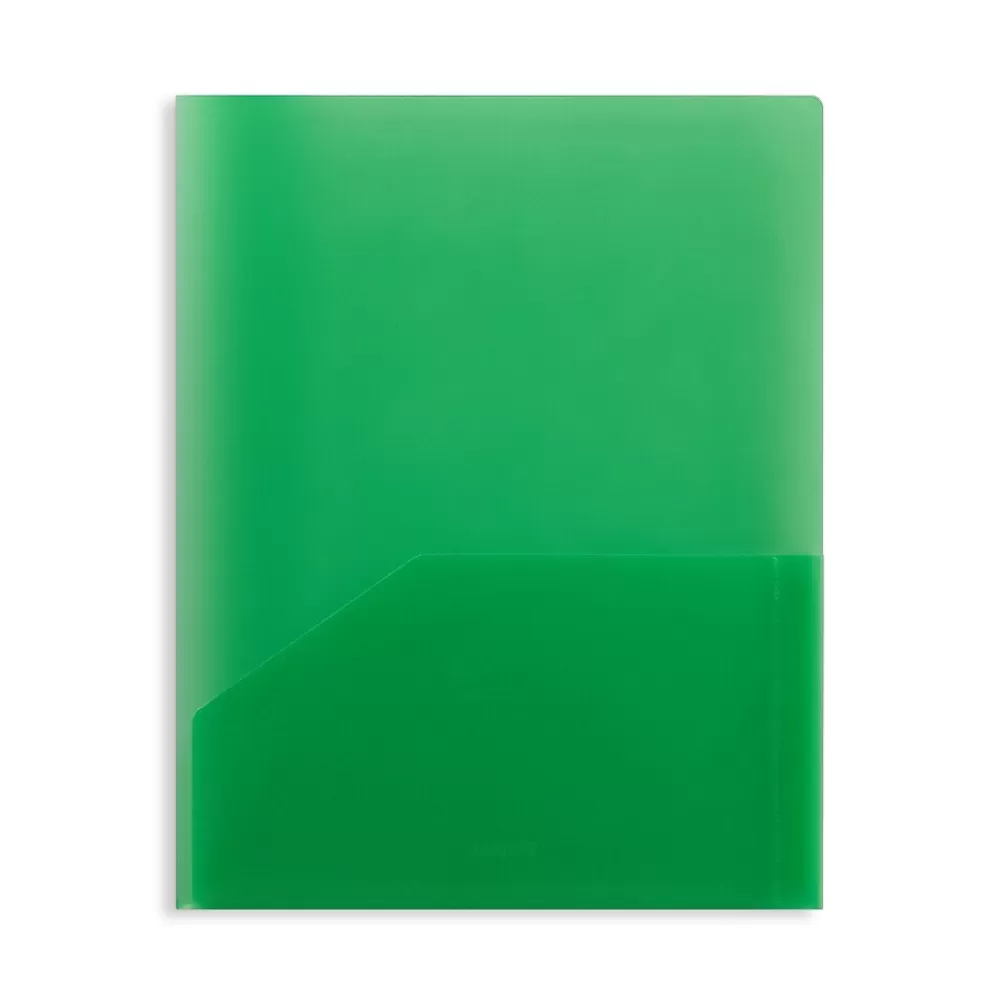 Staples Pocket Folders<2 Pocket Plastic Presentation Folder, Letter Size, Green (ST26383-CC)
