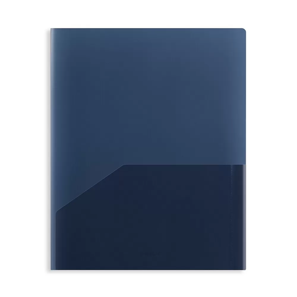 Staples Pocket Folders<2 Pocket Plastic Presentation Folder, Letter Size, Navy (ST26384-CC)