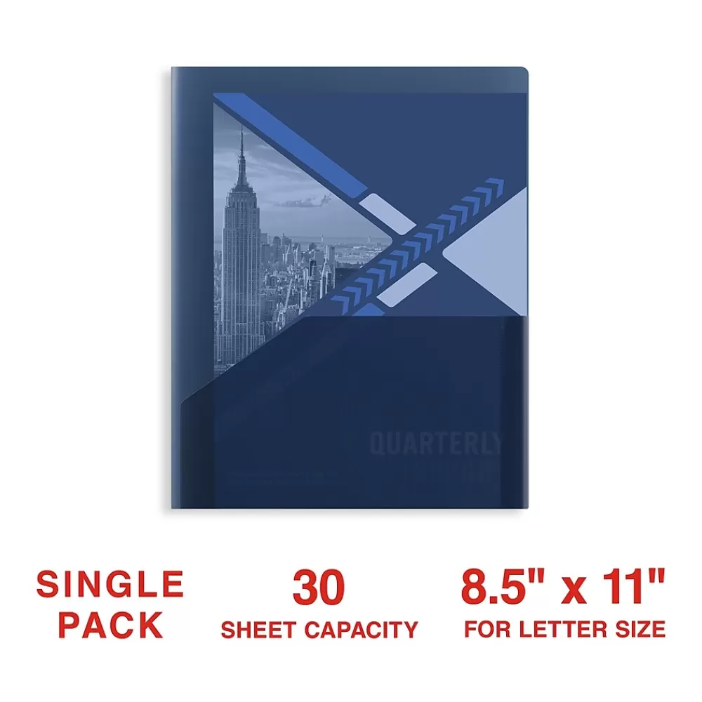 Staples Pocket Folders<2 Pocket Plastic Presentation Folder, Letter Size, Navy (ST26384-CC)