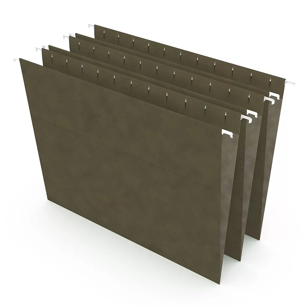 Staples Hanging File Folders<® 100% Recycled Hanging File Folders, Stright Cut, Letter Size, Standard Green, 25/Box (ST521229/521229)