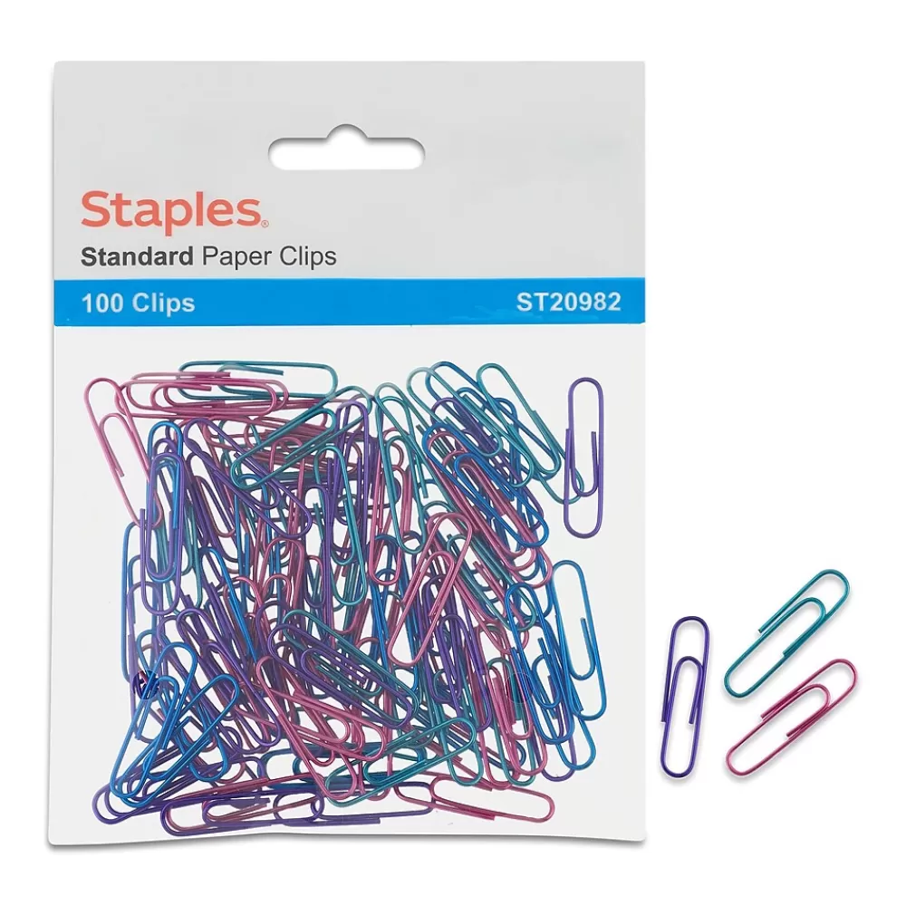 Staples Clips & Fasteners<® #1 Vinyl Paperclip 100 PK - Metallic