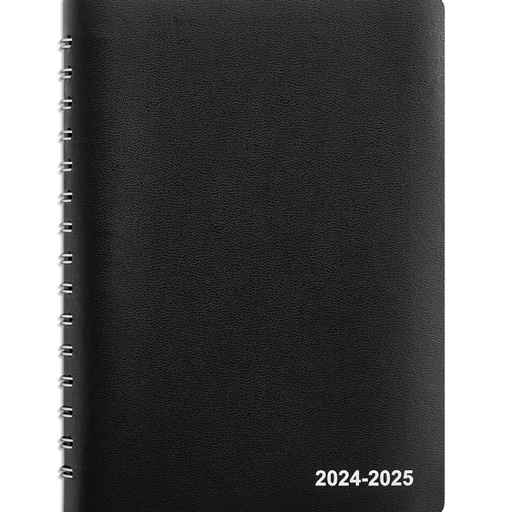 Staples Academic Planners<2024-2025 5" x 8" Academic Daily Appointment Book, Faux Leather Cover, Black (ST60364-23)