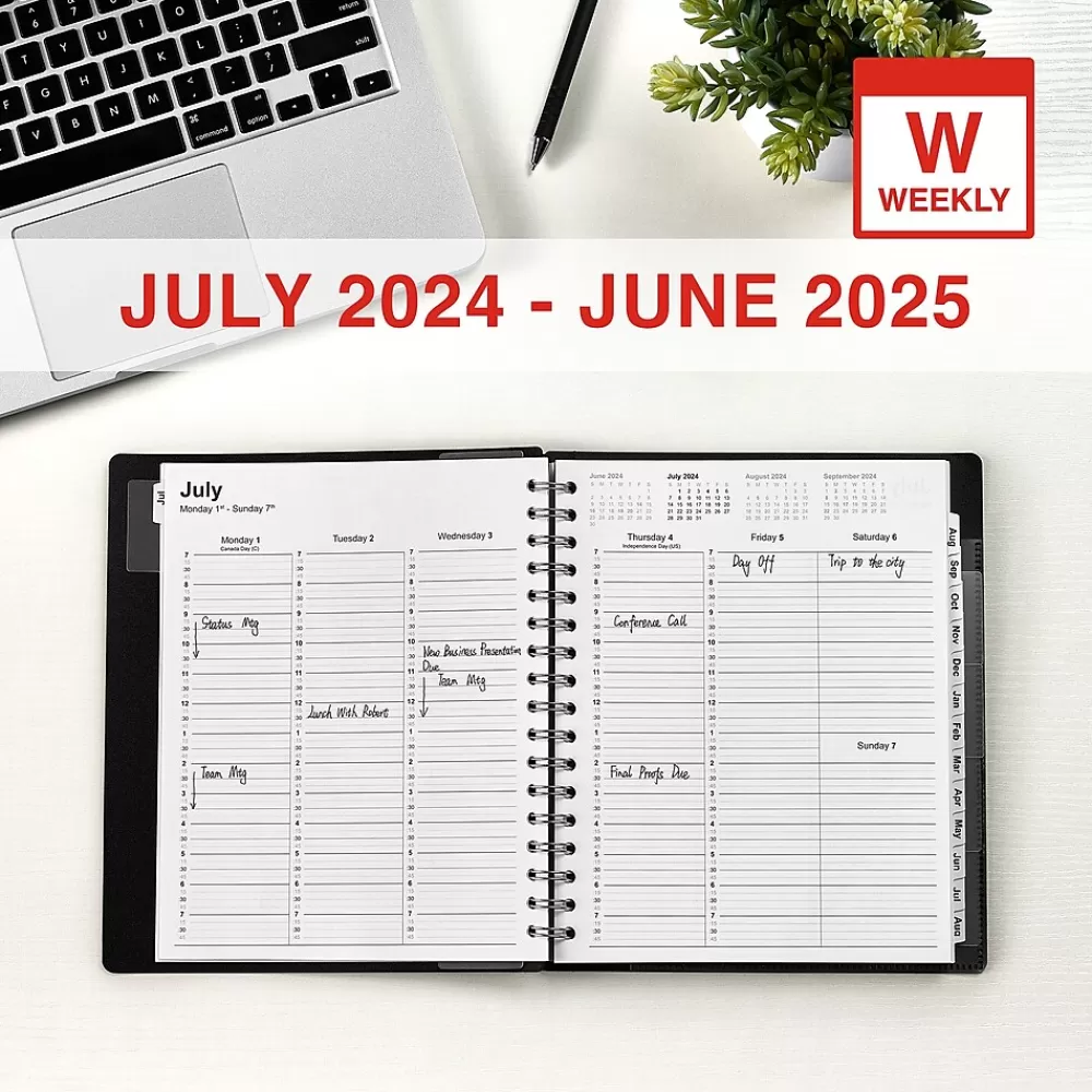Staples Academic Planners<2024-2025 7" x 9" Academic Weekly & Monthly Appointment Book, Plastic Cover, Black (ST25497-23)