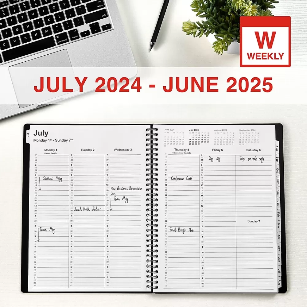 Staples Academic Planners<2024-2025 8" x 11" Academic Weekly & Monthly Appointment Book, Plastic Cover, Black (ST25499-23)