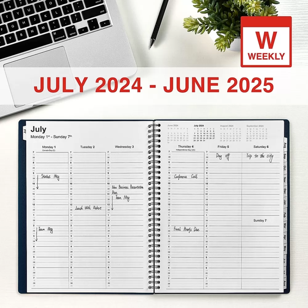 Staples Academic Planners<2024-2025 8" x 11" Academic Weekly & Monthly Appointment Book, Plastic Cover, Navy (ST60358-23)