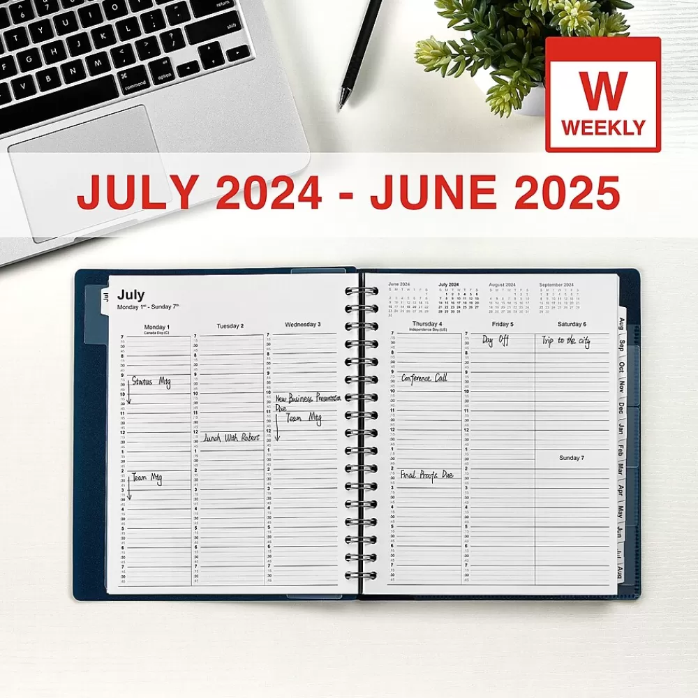 Staples Academic Planners<2024-2025 7" x 9" Academic Weekly & Monthly Appointment Book, Plastic Cover, Navy (ST60360-23)