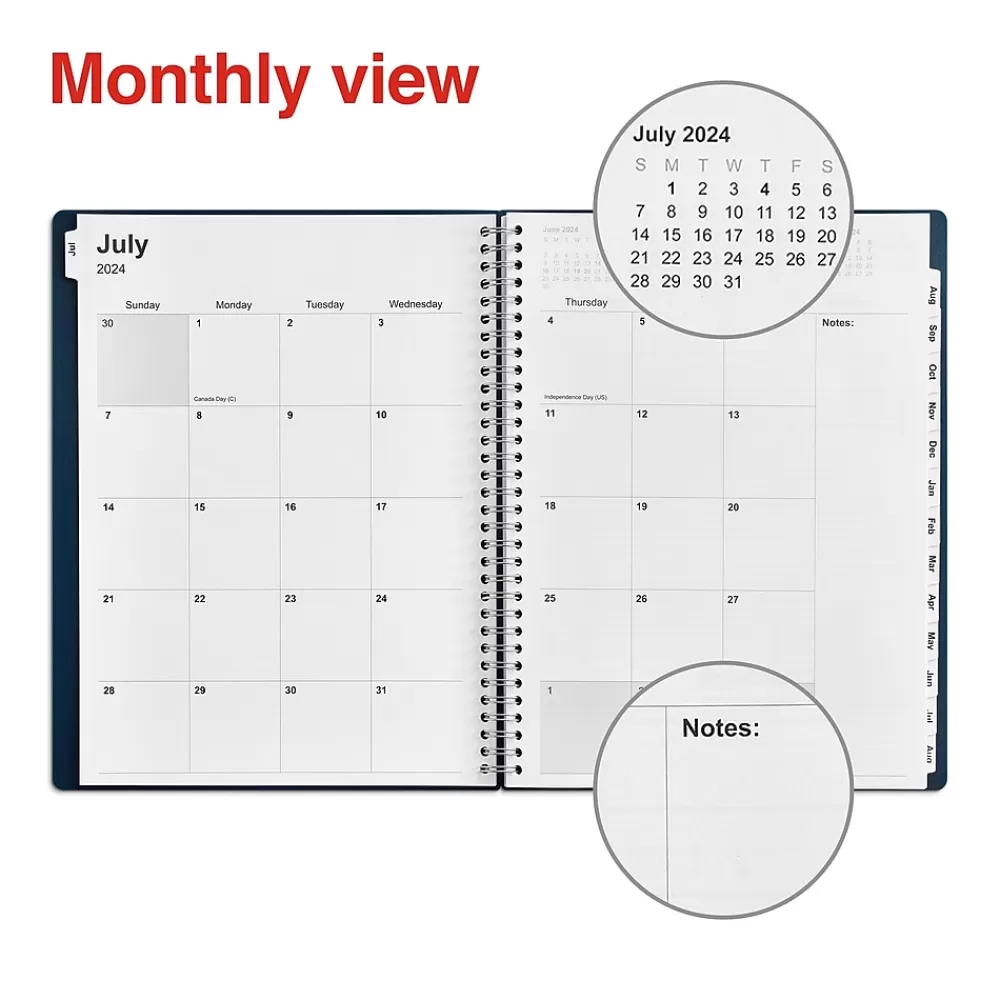Staples Academic Planners<2024-2025 8" x 11" Academic Weekly & Monthly Appointment Book, Plastic Cover, Navy (ST60358-23)