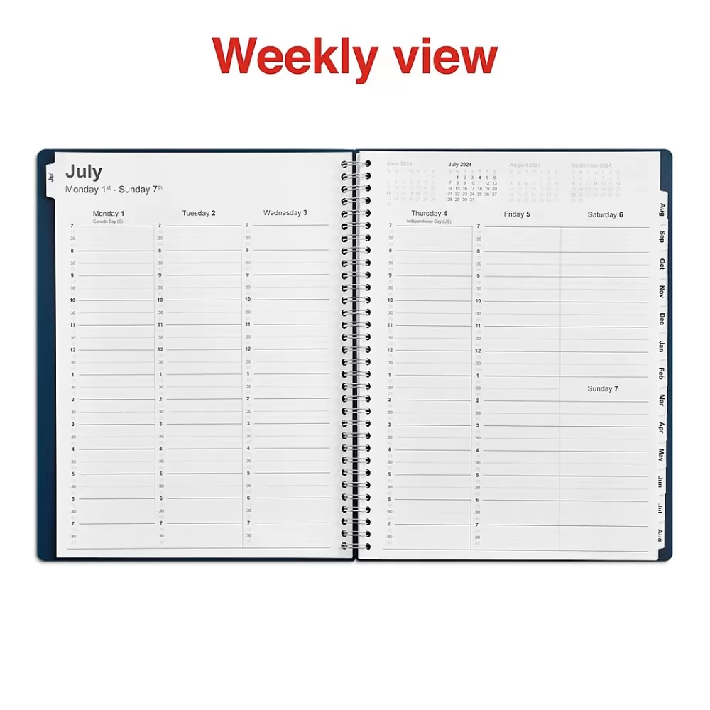 Staples Academic Planners<2024-2025 8" x 11" Academic Weekly & Monthly Appointment Book, Plastic Cover, Navy (ST60358-23)