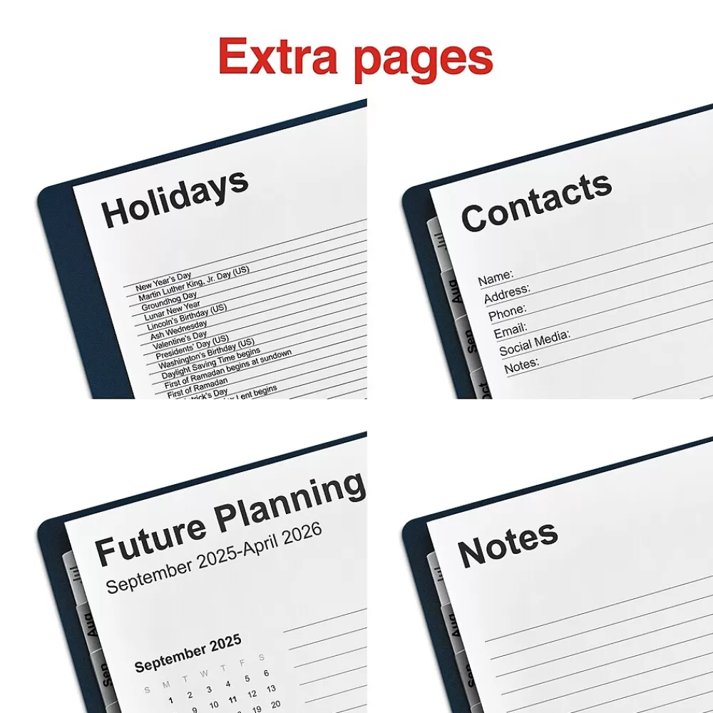 Staples Academic Planners<2024-2025 8" x 11" Academic Weekly & Monthly Appointment Book, Plastic Cover, Navy (ST60358-23)