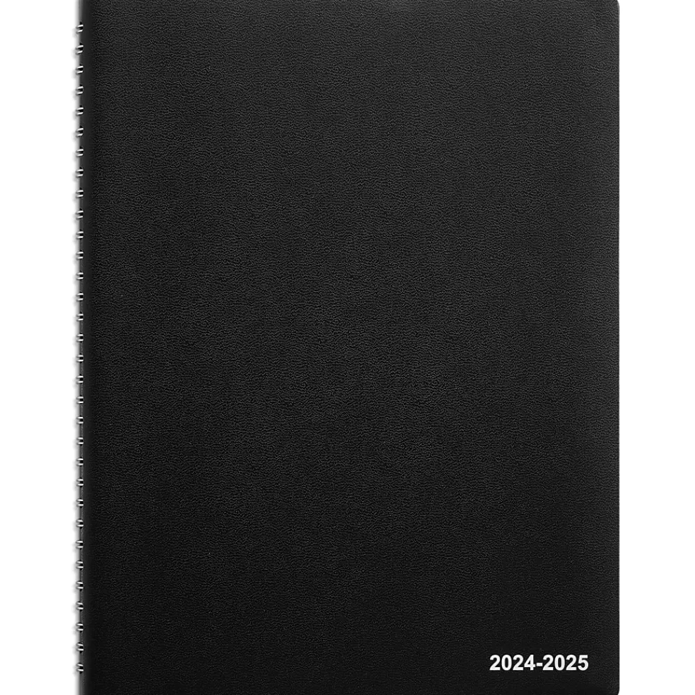 Staples Academic Planners<2024-2025 8" x 11" Academic Weekly & Monthly Planner, Faux Leather Cover, Black (ST23572-23)