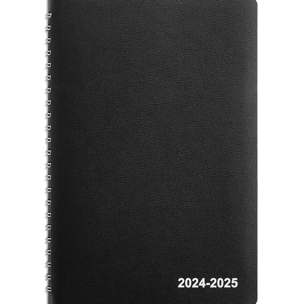 Staples Academic Planners<2024-2025 5" x 8" Academic Weekly & Monthly Planner, Faux Leather Cover, Black (ST23570-23)