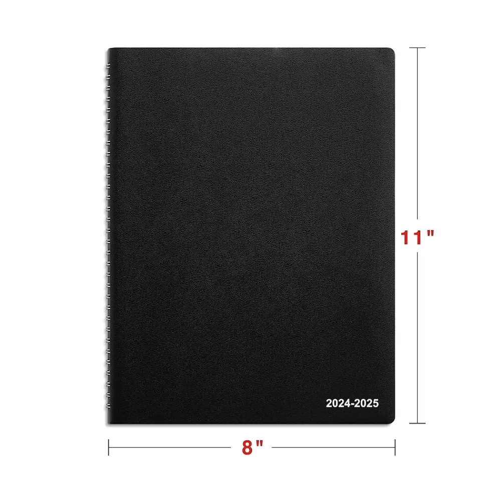 Staples Academic Planners<2024-2025 8" x 11" Academic Weekly & Monthly Planner, Faux Leather Cover, Black (ST23572-23)