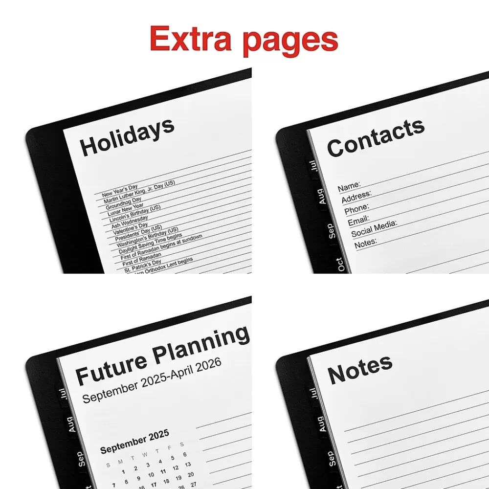 Staples Academic Planners<2024-2025 8" x 11" Academic Weekly & Monthly Planner, Faux Leather Cover, Black (ST23572-23)