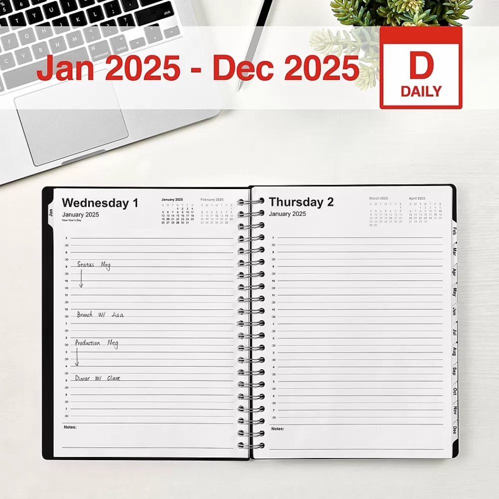 Staples 2025 Planners<2025 8" x 11" Daily Appointment Book, Black (ST21487-25)