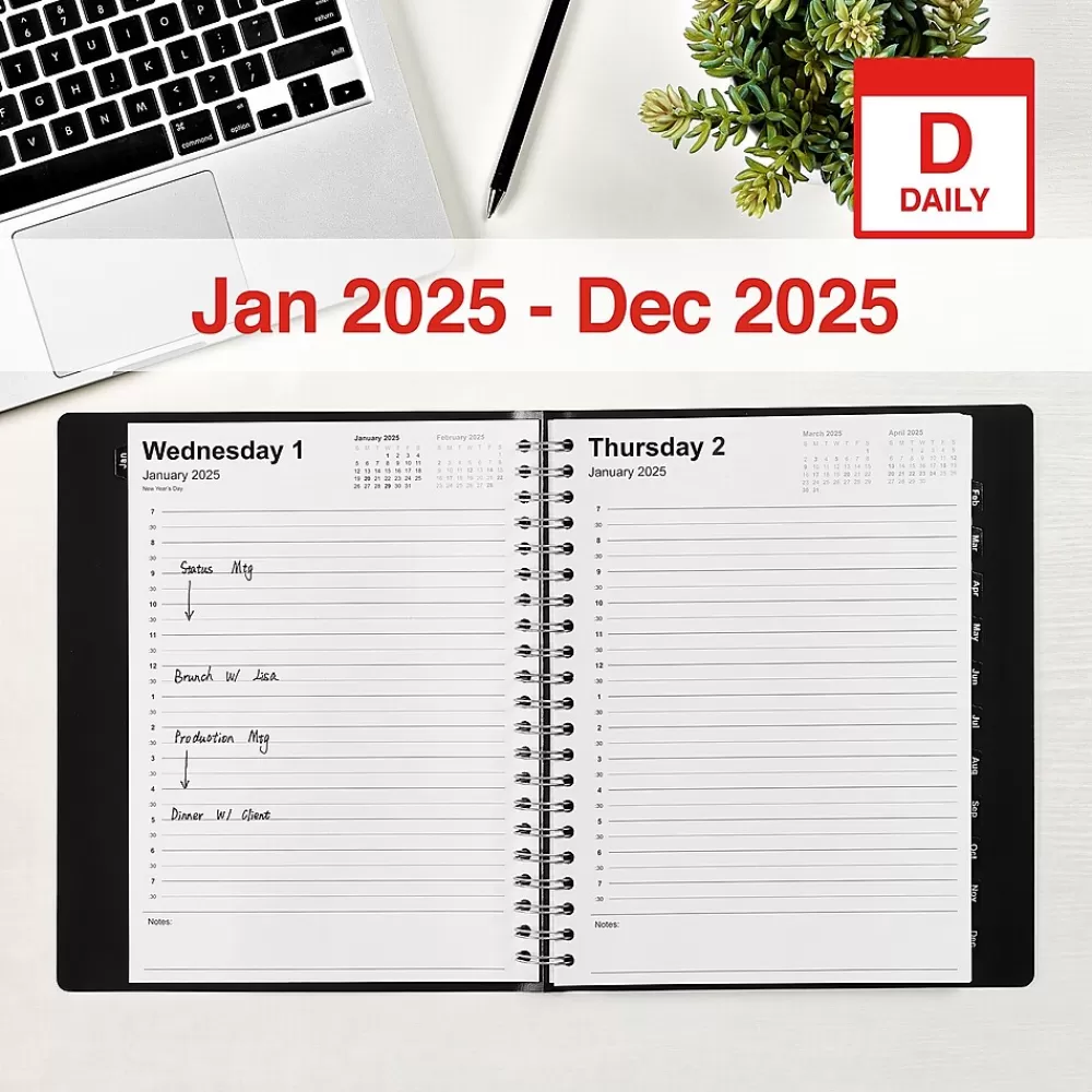 Staples 2025 Planners<2025 8" x 11" Daily Appointment Book, Black (ST58453-25)