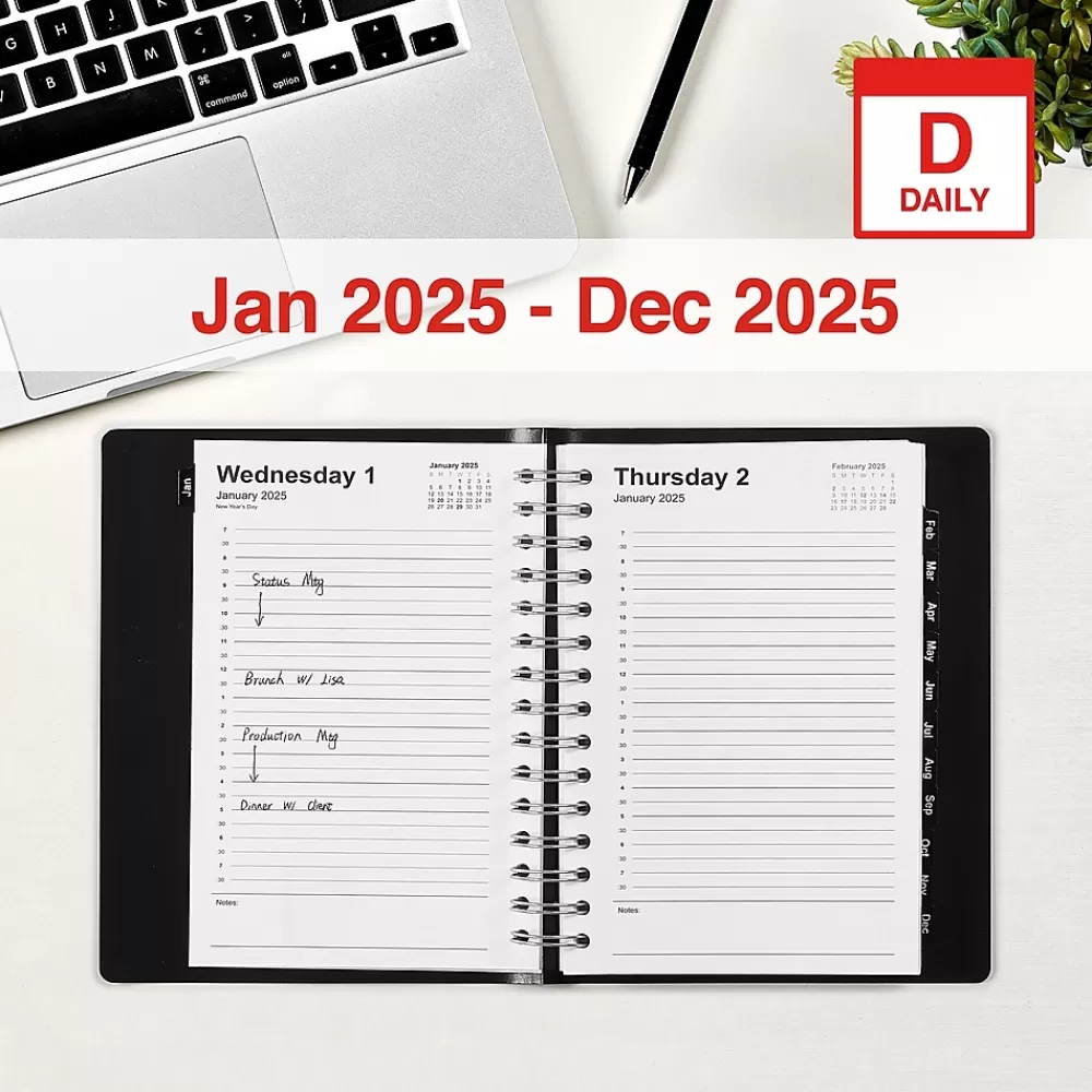 Staples 2025 Planners<2025 5" x 8" Daily Appointment Book, Black (ST58452-25)