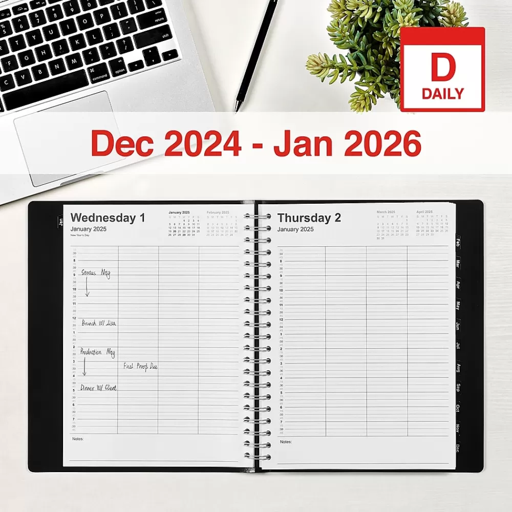 Staples 2025 Planners<2025 8" x 11" Four-Person Daily Appointment Book, Black (ST58479-25)