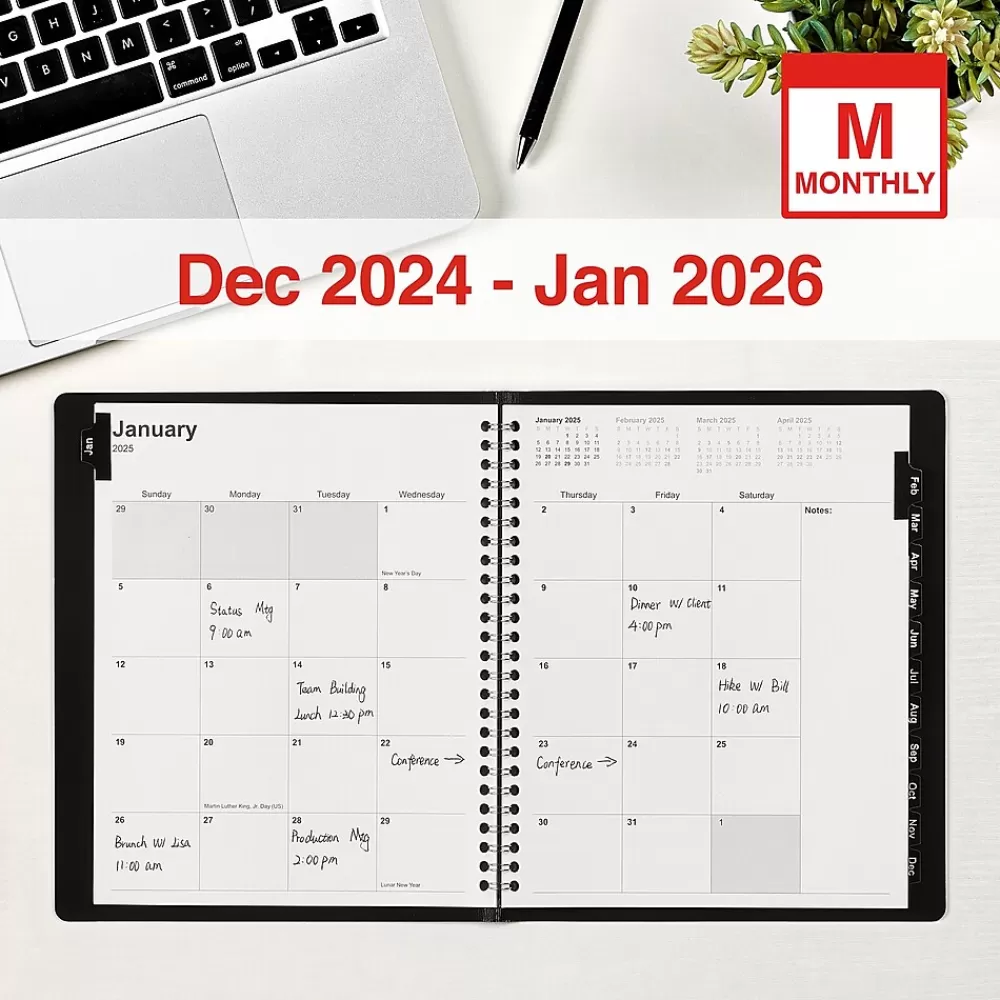 Staples 2025 Planners<2025 7" x 9" Monthly Planner, Black (ST52183-25)