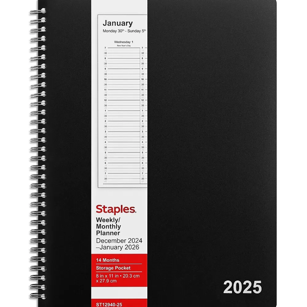Staples 2025 Planners<2025 8" x 11" Weekly & Monthly Appointment Book, Assorted Colors (ST12940-25)