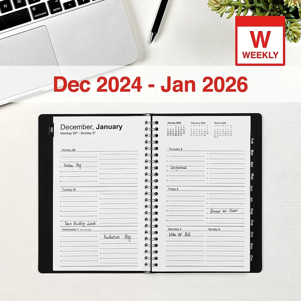 Staples 2025 Planners<2025 5" x 8" Weekly & Monthly Appointment Book, Black (ST58454-25)