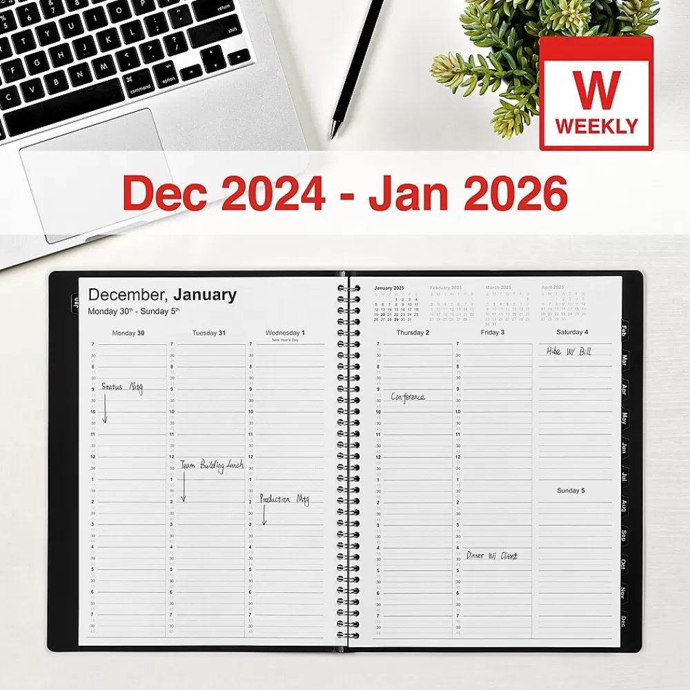 Staples 2025 Planners<2025 8" x 11" Weekly & Monthly Appointment Book, Faux Leather Cover, (TR21494-25)