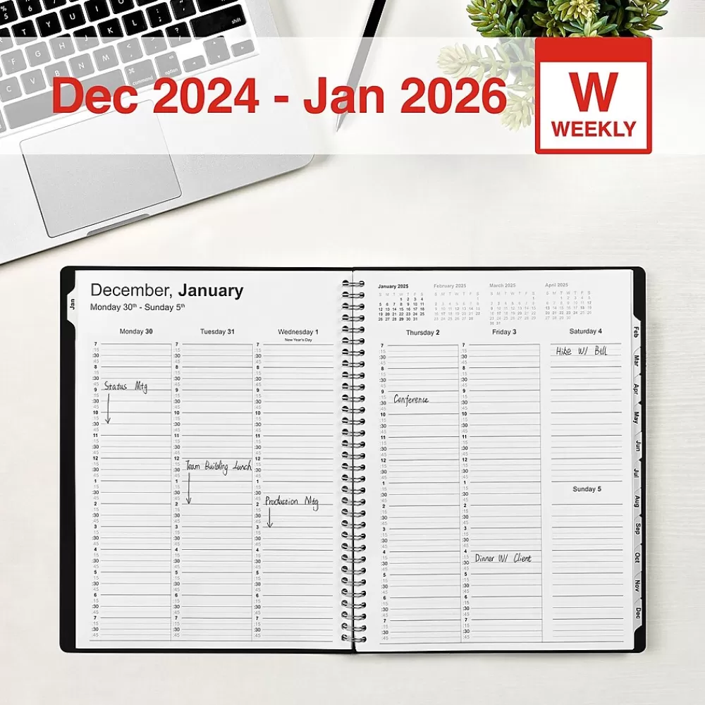 Staples 2025 Planners<2025 8" x 11" Weekly & Monthly Appointment Book, Plastic Cover, Black (ST21488-25)