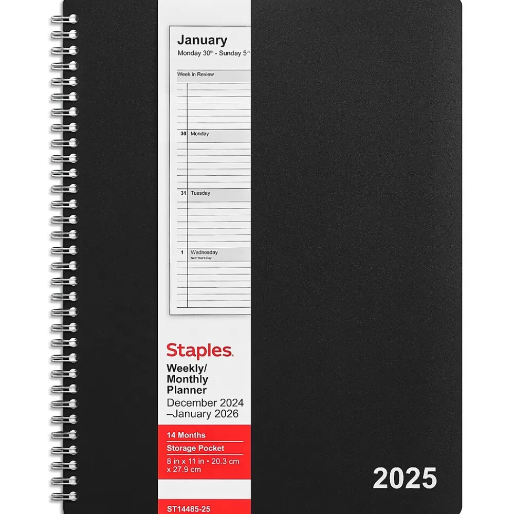 Staples 2025 Planners<2025 8" x 11" Weekly & Monthly Planner, Assorted Colors (ST14485-25)