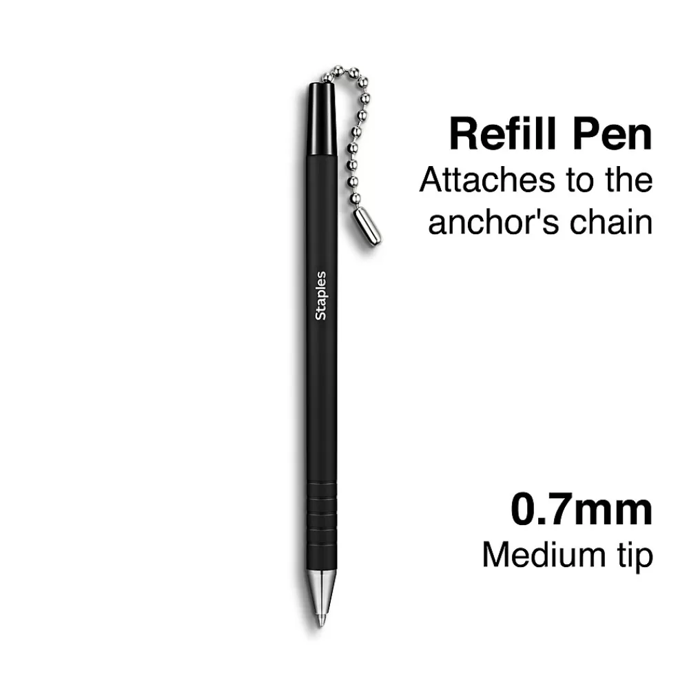 Staples Pens<® Anchor Ballpoint Pen Refill, Medium Point, Black Ink (ST31642-CC)