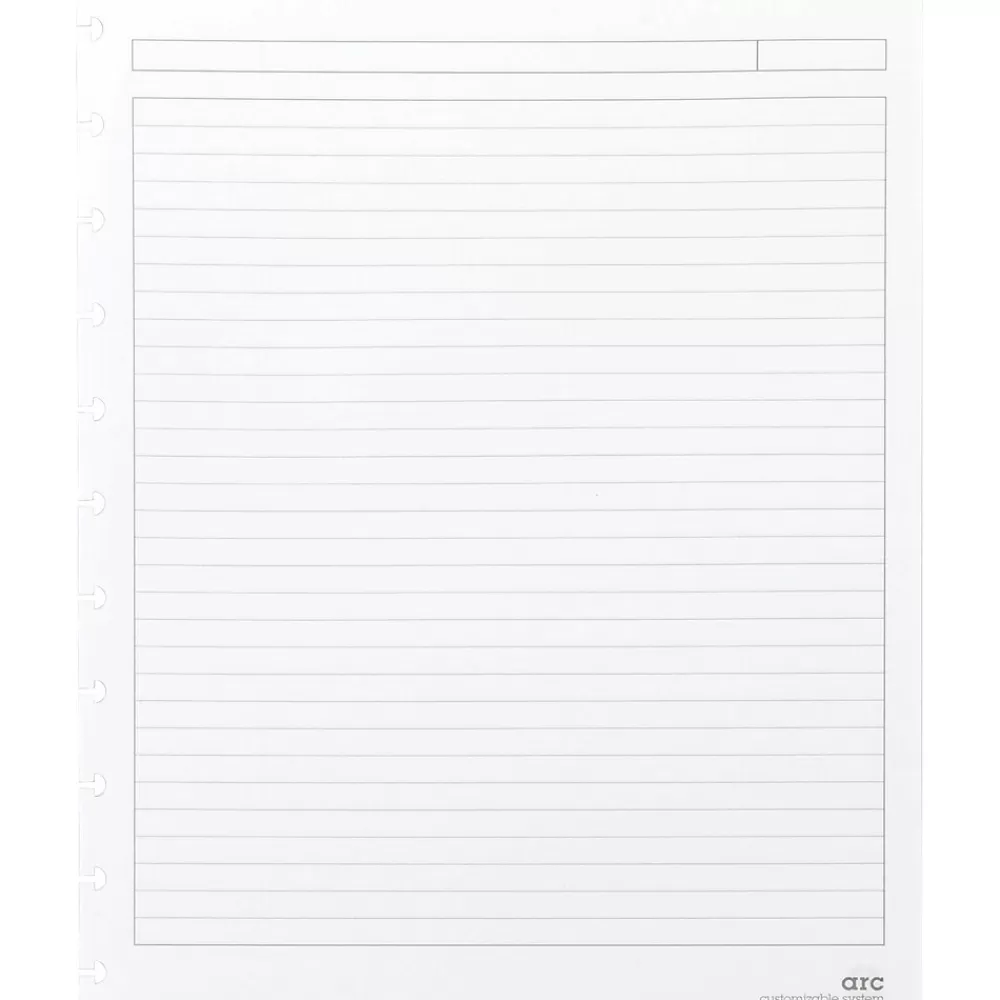 Staples Subject Notebooks<Arc Notebook Systems System, 8.5" x 11", Narrow Ruled, 50 Sheets, White, 50/Pack (25186)