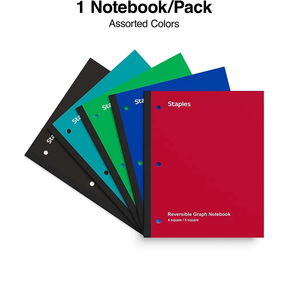 Staples Subject Notebooks<® Combo 1-Subject Subject Notebooks, 8.5" x 11", Specialty Ruled, 100 Sheets, Assorted (06497)