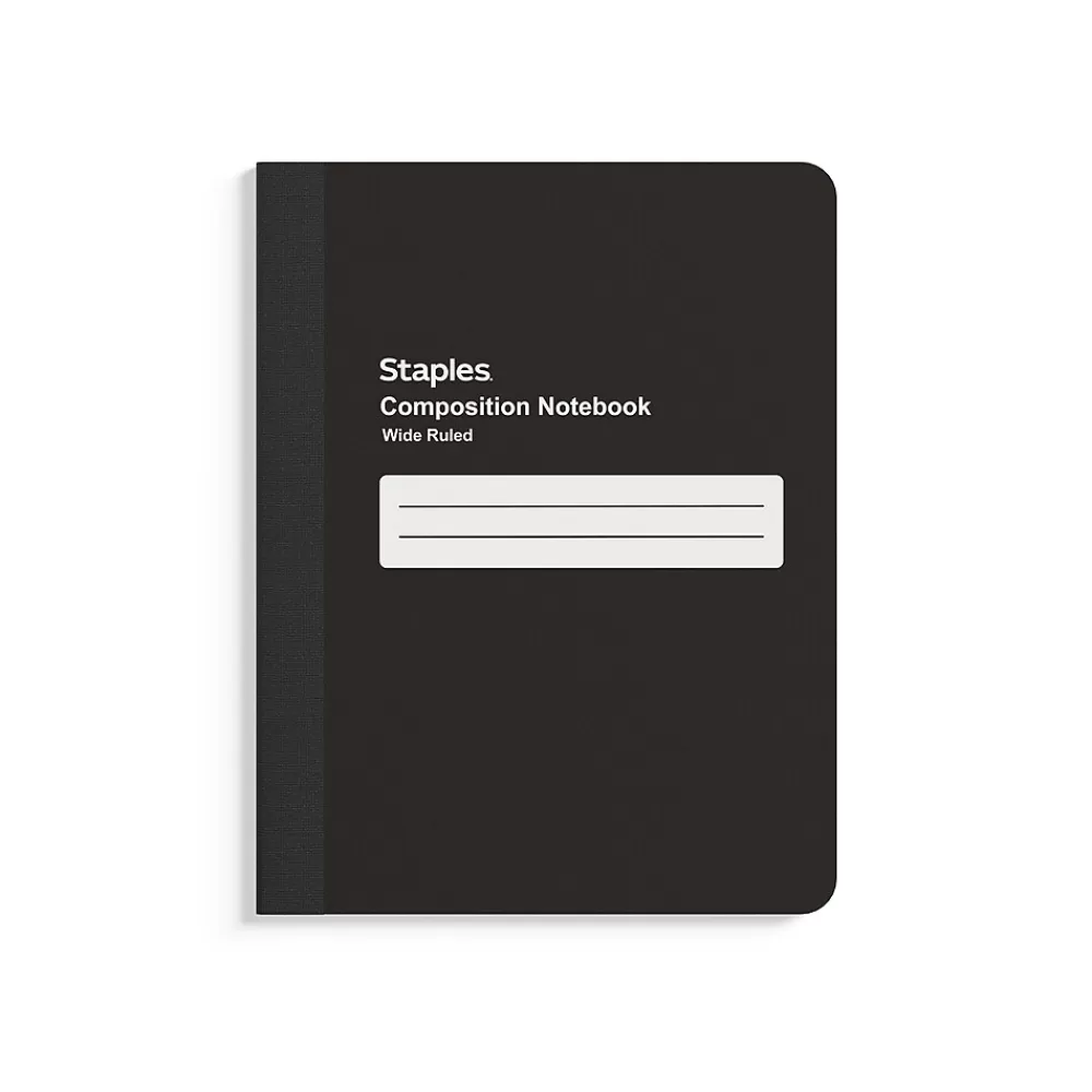 Staples Composition Notebooks<Composition Notebook, 7.5" x 9.75", Black, 4/Pack (TR58294)