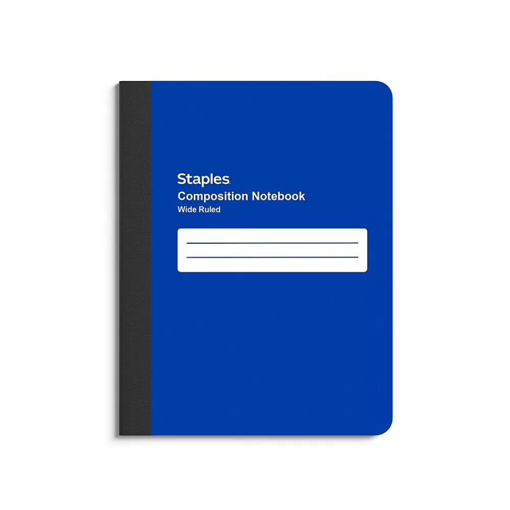 Staples Composition Notebooks<® Composition Notebook, 7.5" x 9.75", Wide Ruled, 80 Sheets, Assorted Colors (ST54890)