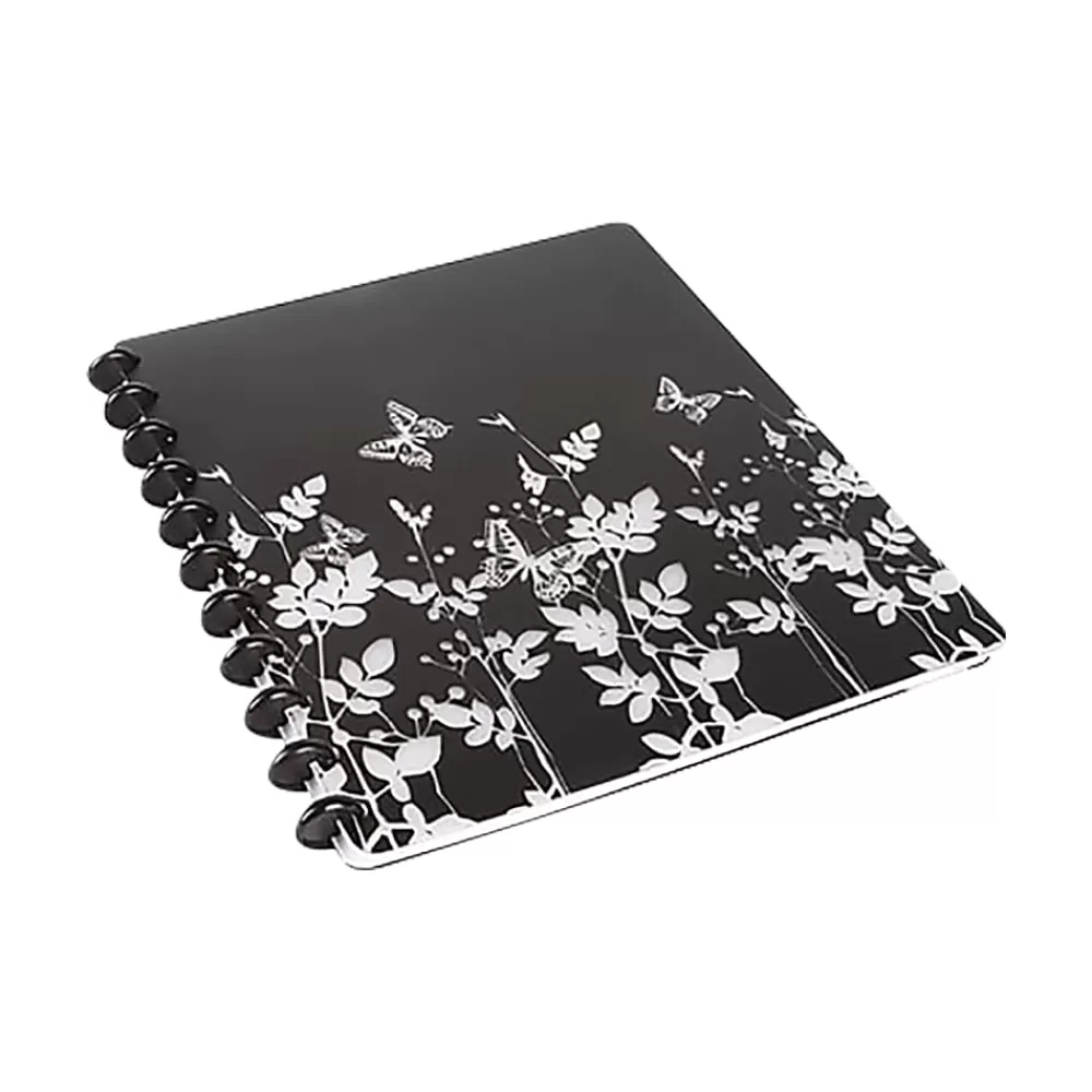 Staples Notebooks<® Customizable Arc Notebook System, 9.38" x 11.25", Narrow Ruled, 60 Sheets, Black with Butterflies (28002)