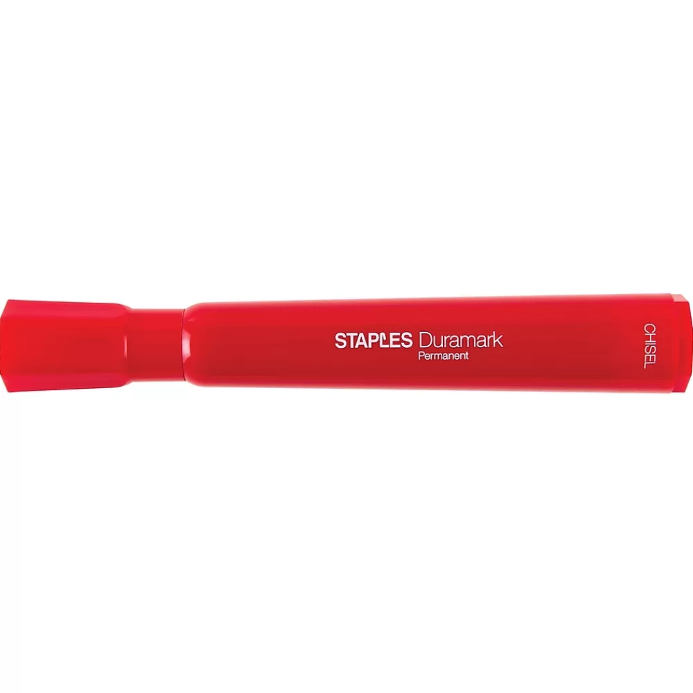 Staples Markers<DuraMark Permanent Markers, Chisel Point, Assorted, 12/Pack (10404)