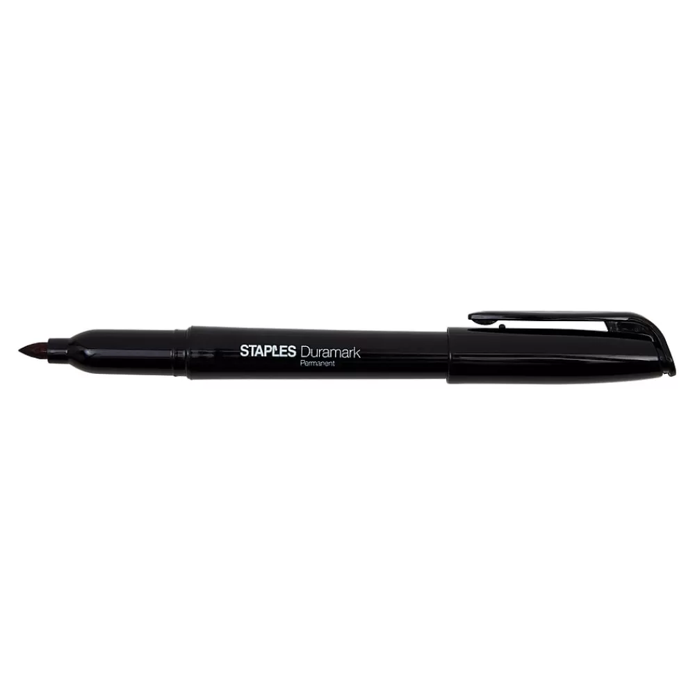 Staples Markers<DuraMark Permanent Markers, Fine Tip, Black, 12/Pack (20468-CC)
