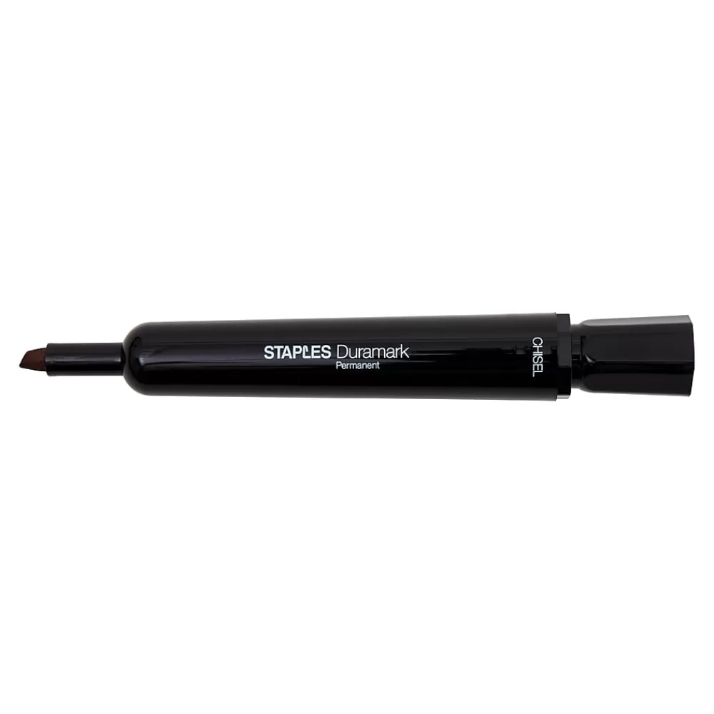 Staples Markers<DuraMark Tank Permanent Marker, Chisel Tip, Black, 12/Pack (10403-CC)