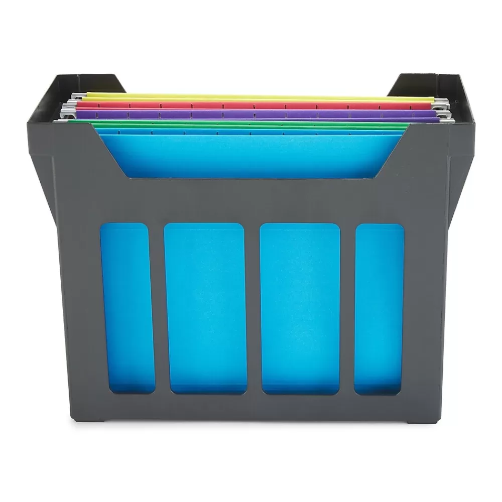 Staples File Storage<® File Caddy with File Folders, Open Lid, Letter, Black (10613)