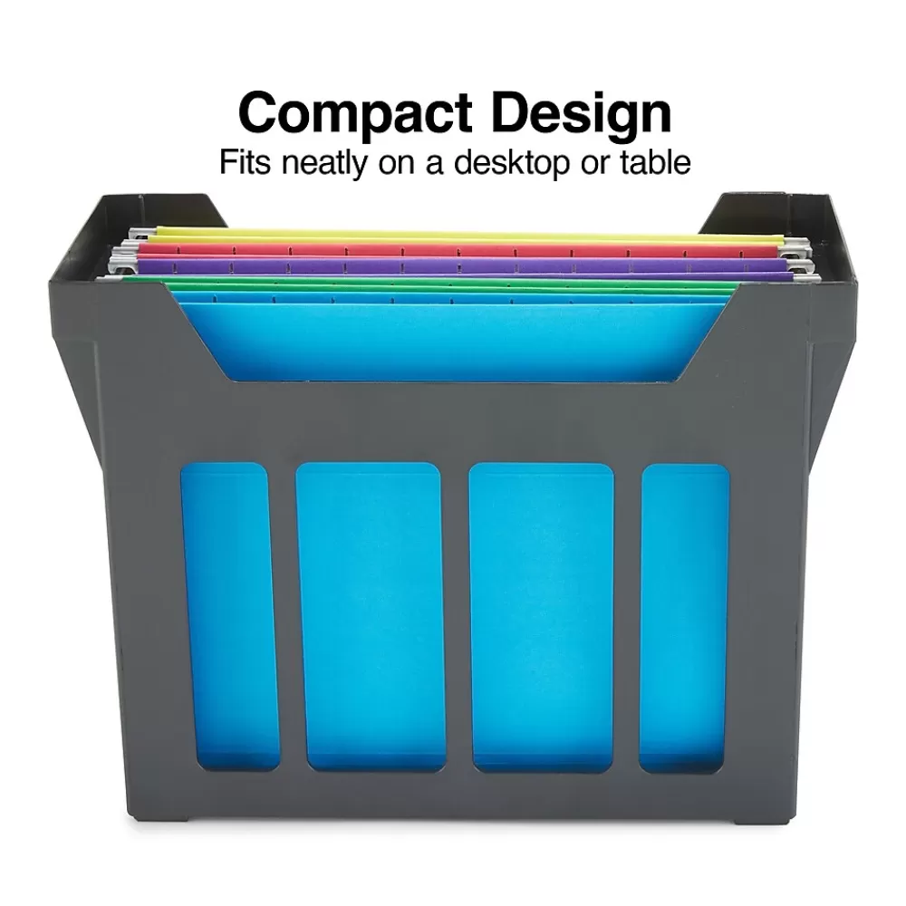 Staples File Storage<® File Caddy with File Folders, Open Lid, Letter, Black (10613)