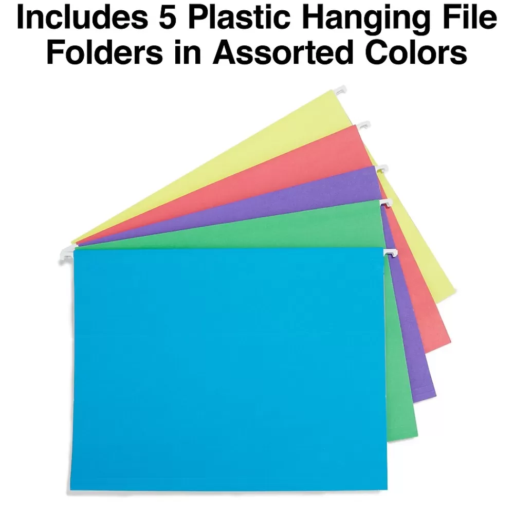 Staples File Storage<® File Caddy with File Folders, Open Lid, Letter, Black (10613)