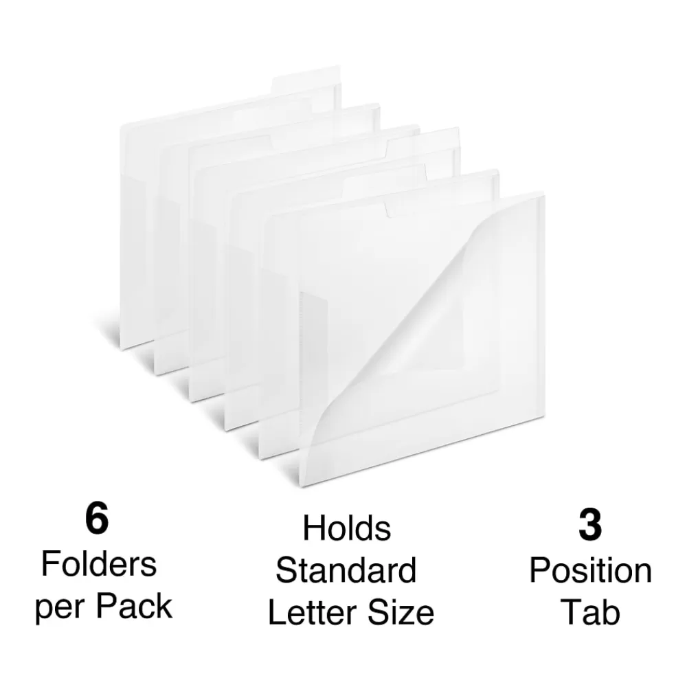 Staples File Folders<File Folder, 3 Tab, Letter Size, Translucent Clear, 6/Pack (TR11863)